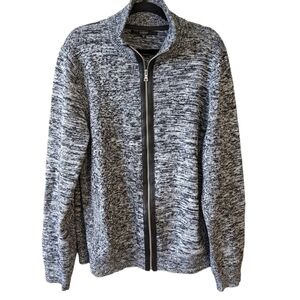Guess men's cardigan grandpa style grey heathered size XXL faux leather Trim